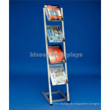 China Hersteller 4-Layer Metall Display Fabrik Freie Design Boden Standing Broschüre Buch Display Regal